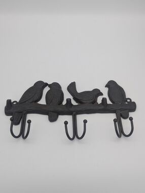 Cast Iron Bird On Branch Wall Hooks